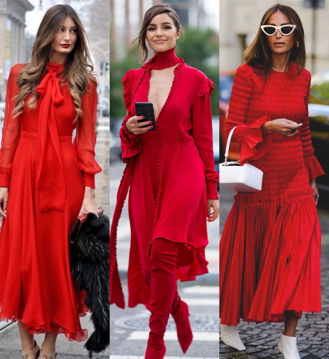 como combinar un vestido rojo