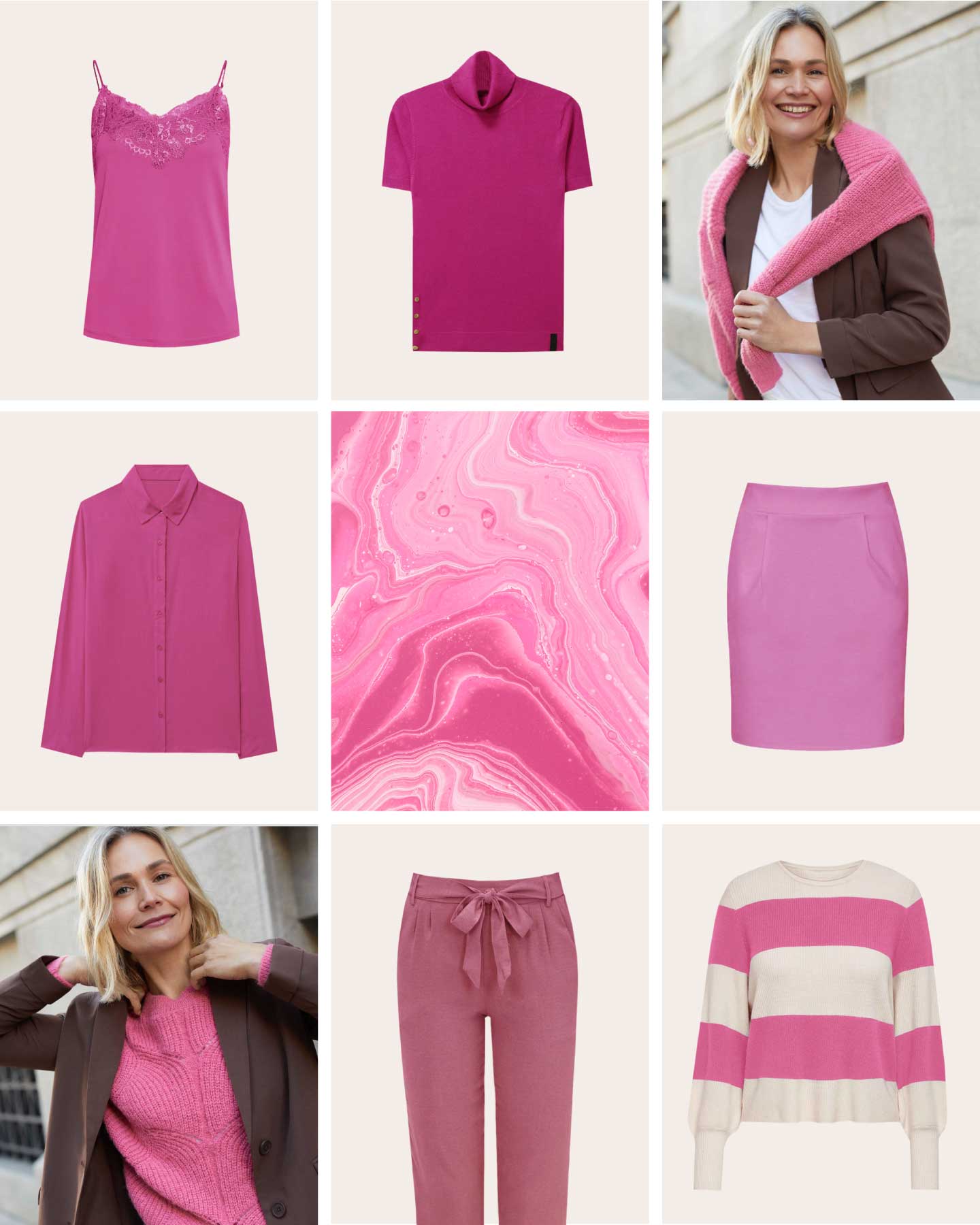 Comment porter un blazer rose avec un pantalon fuchsia en été (7 tenues et  looks)