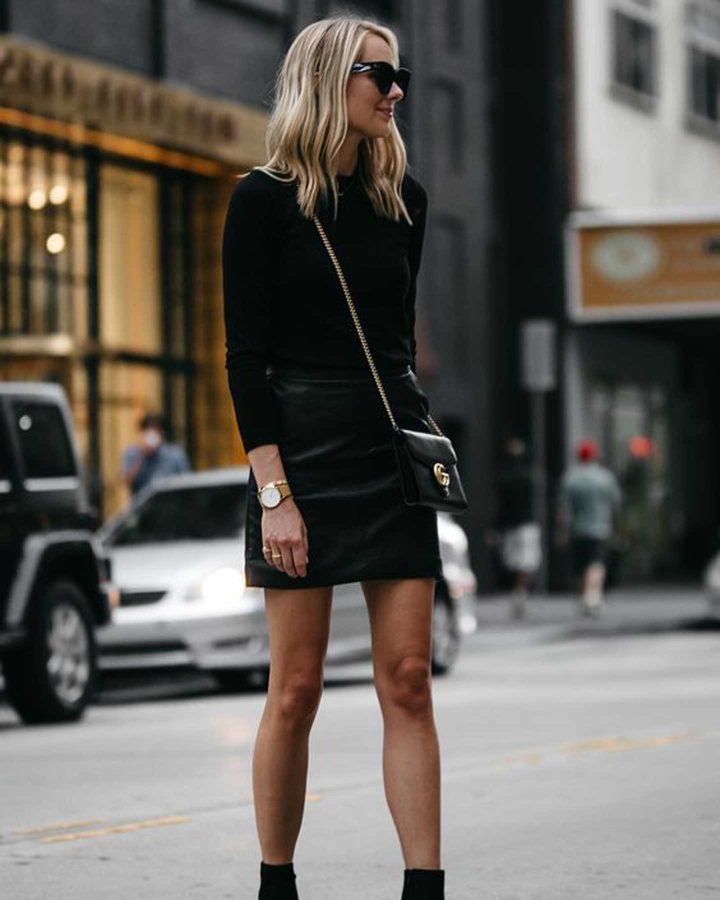 leather skirt black