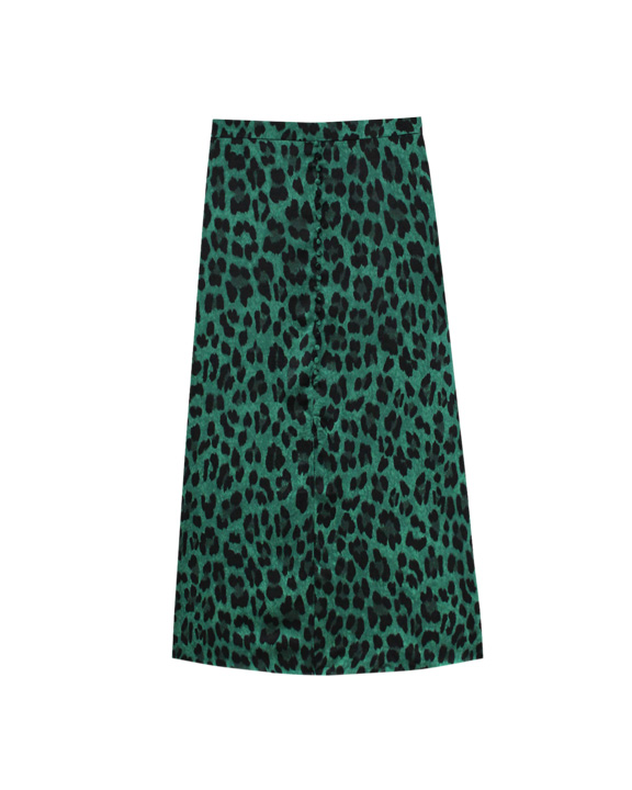 midi skirt green animal print