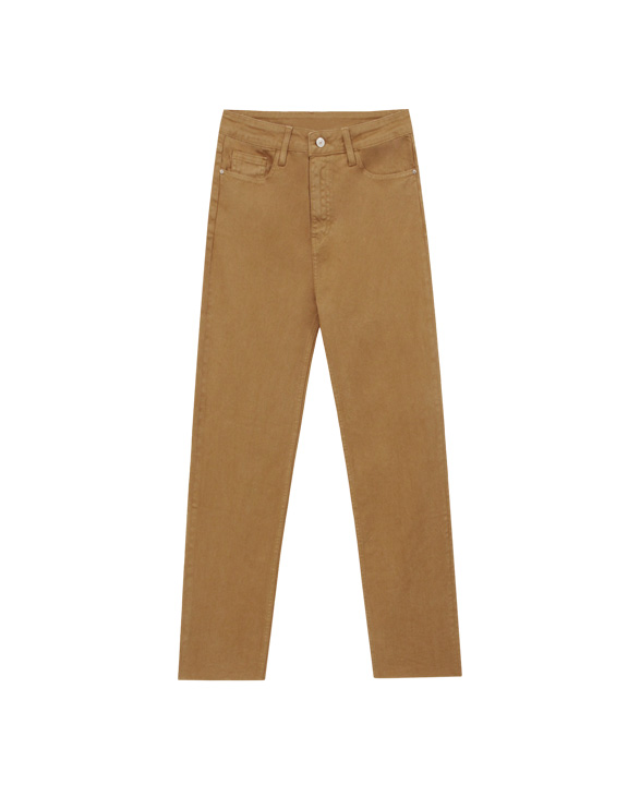 un paio di pantaloni di jeans o in velluto a coste marroncino chiaro