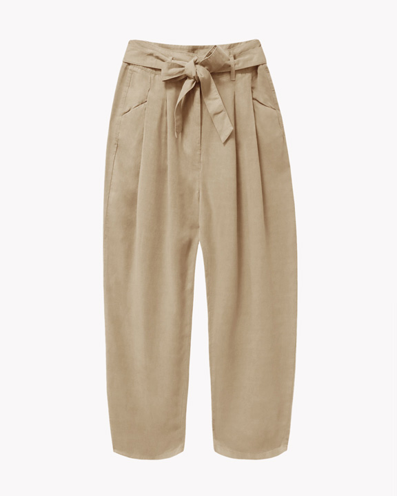 beige paperbag trousers