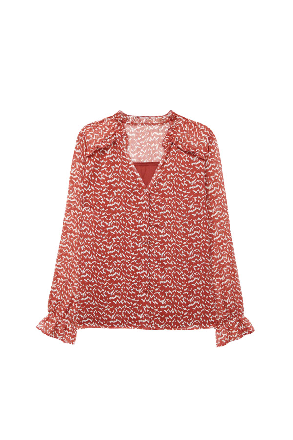 red gauze blouse
